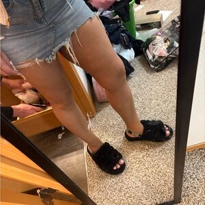 UGG Black Fuzzy Slide Sandals for Women